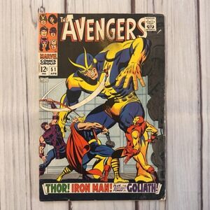 The Avengers #51 Marvel Comics Volume 1 1968 Sikver Age The Collector  Comic